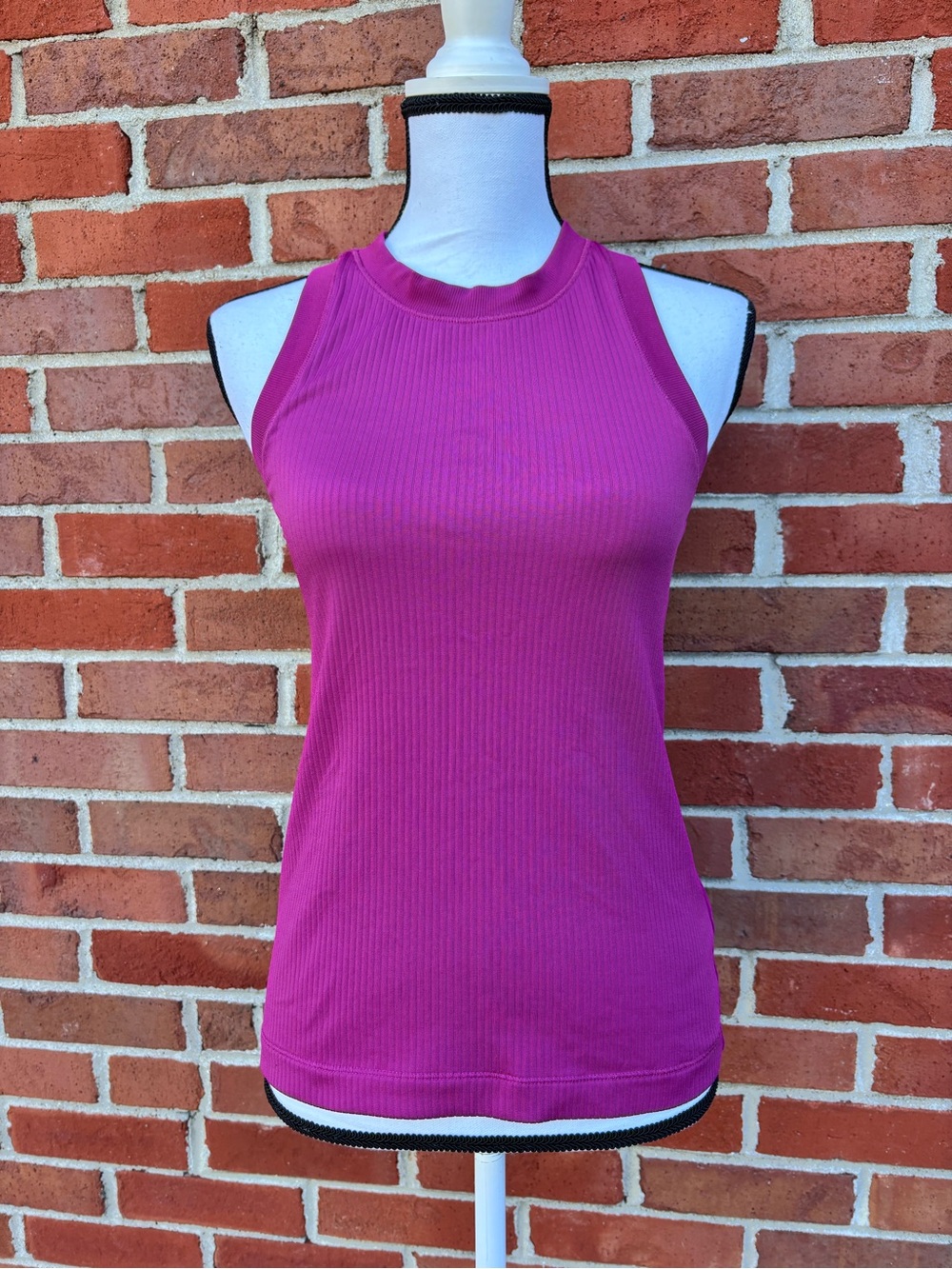 Calia Magenta Purple Fitted High Neck Ribbed Racerback Tank Top Womens Small